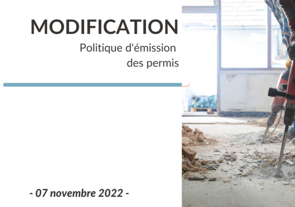 Modification de la politique d’émission des permis